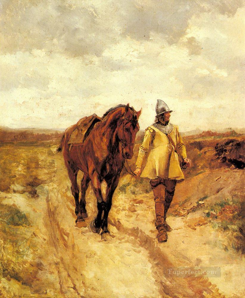 Un homme d’armes et son cheval Peintures à l'huile